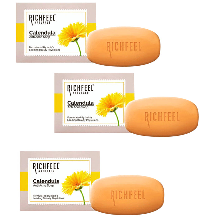 Richfeel Naturals Calendula Anti Acne Soap (75gm Each) - Classic Derma