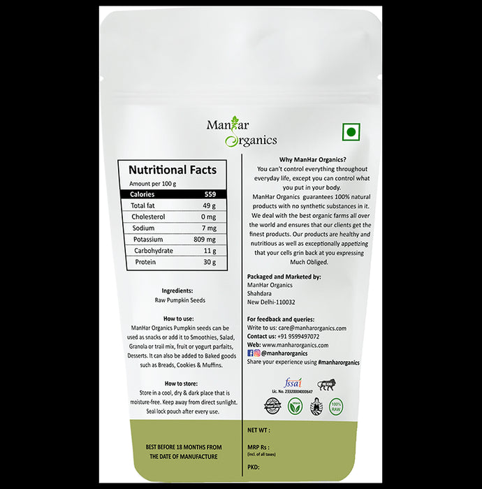 ManHar Organics Raw Pumpkin Seeds (1Kg Each)