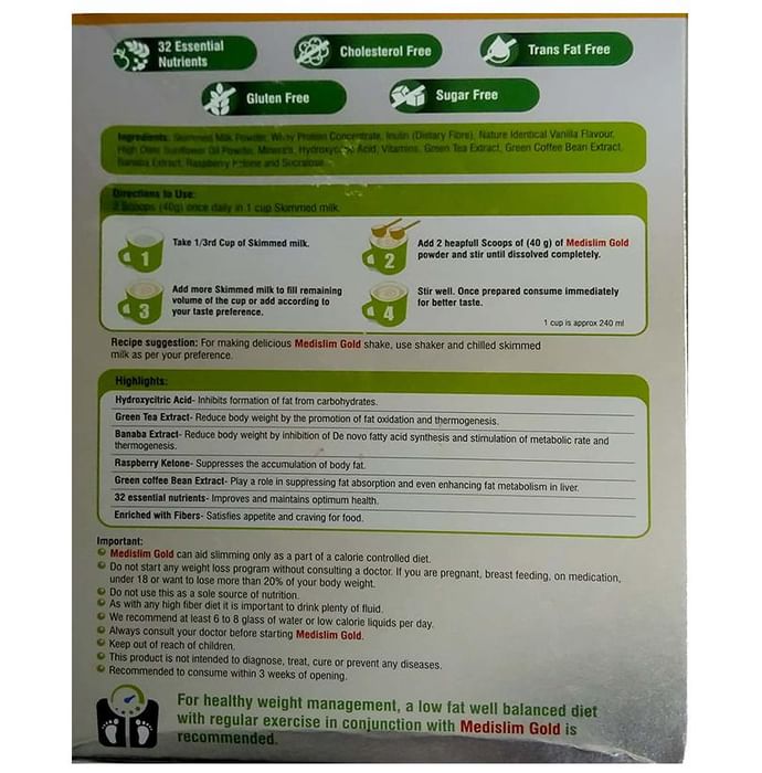 Medislim Gold with Garcinia & Green Coffee Extract for Weight Management | Flavour Powder Vanilla