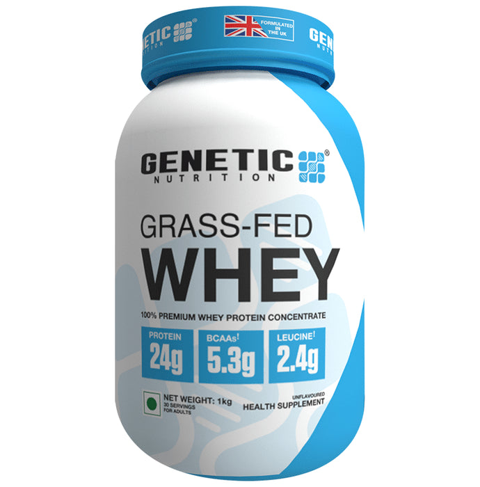 Genetic Nutrition Grass Fed Whey Protein Powder Unflavored - Classic Derma