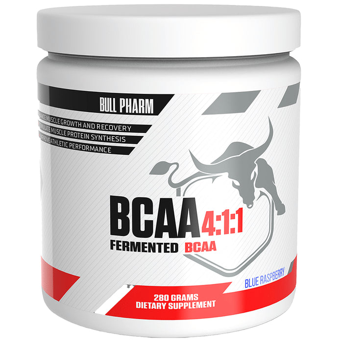 Bull Pharm BCAA 4:1:1 for Muscle Growth & Protein Synthesis Powder Blue Raspberry - Classic Derma