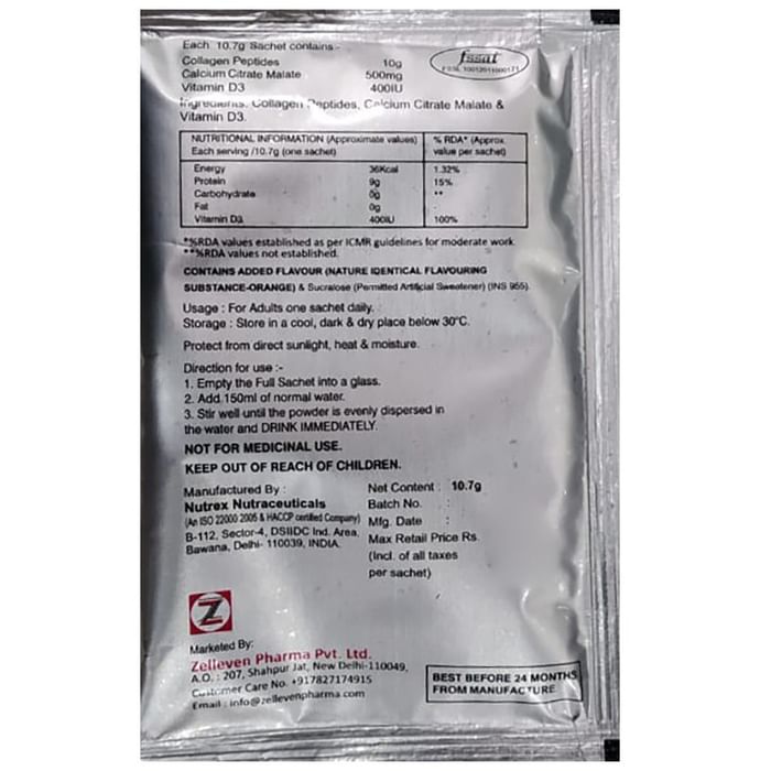 Megabone Granules Granules with Collagen Peptides for Cartilage & Joint Health | Sugar Free | Flavour Orange