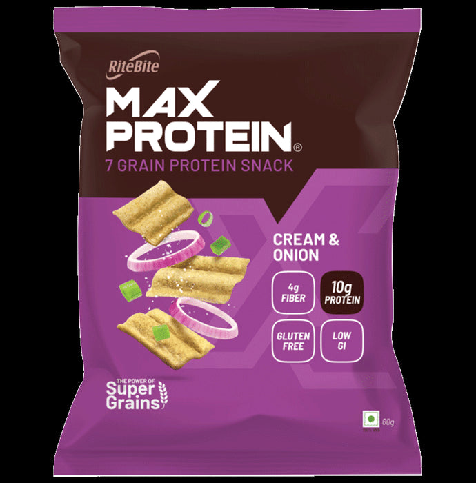 RiteBite Max Protein Chips (60gm Each) Cream & Onion - Classic Derma