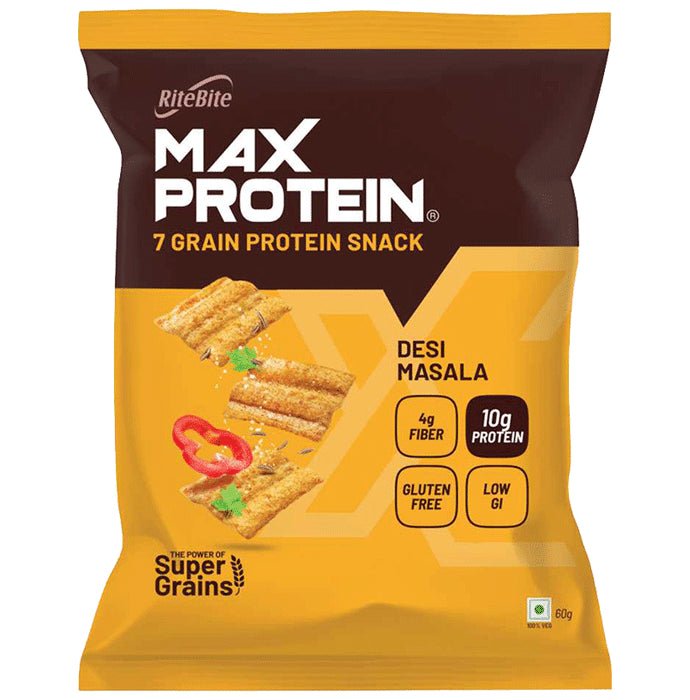 RiteBite Max Protein Chips (60gm Each) Desi Masala - Classic Derma