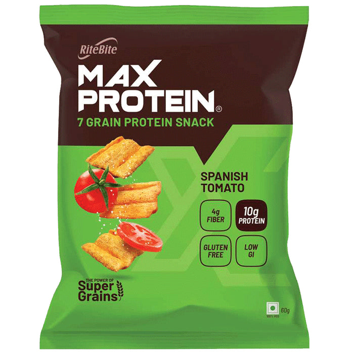 RiteBite Max Protein Chips (60gm Each) Spanish Tomato - Classic Derma