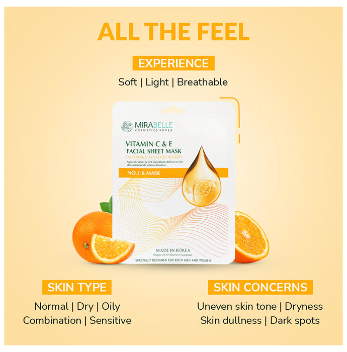 Mirabelle Cosmetics Korea Vitamin C & E Facial Sheet Mask