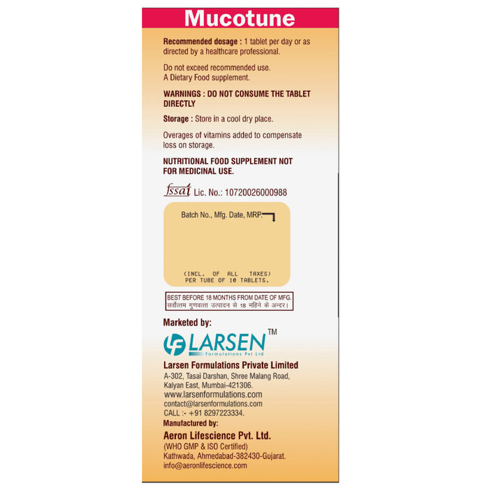 Mucotune Effervescent Tablet Orange Sugar Free