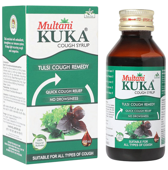 Multani Combo Pack of Kuka Cough Syrup 100ml and Tulsi Ginger Kuka Cough 36 Lozenges