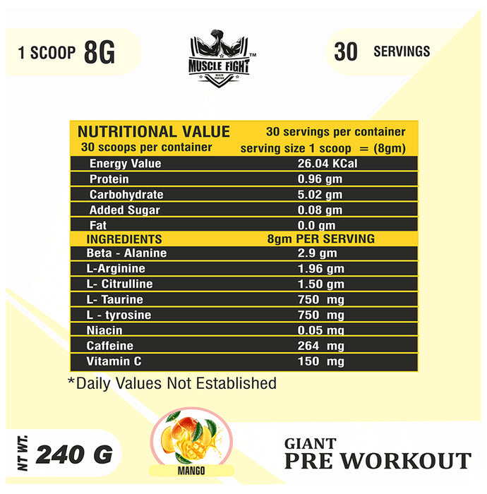 Muscle Fight Gold Giant Pre Workout Mango
