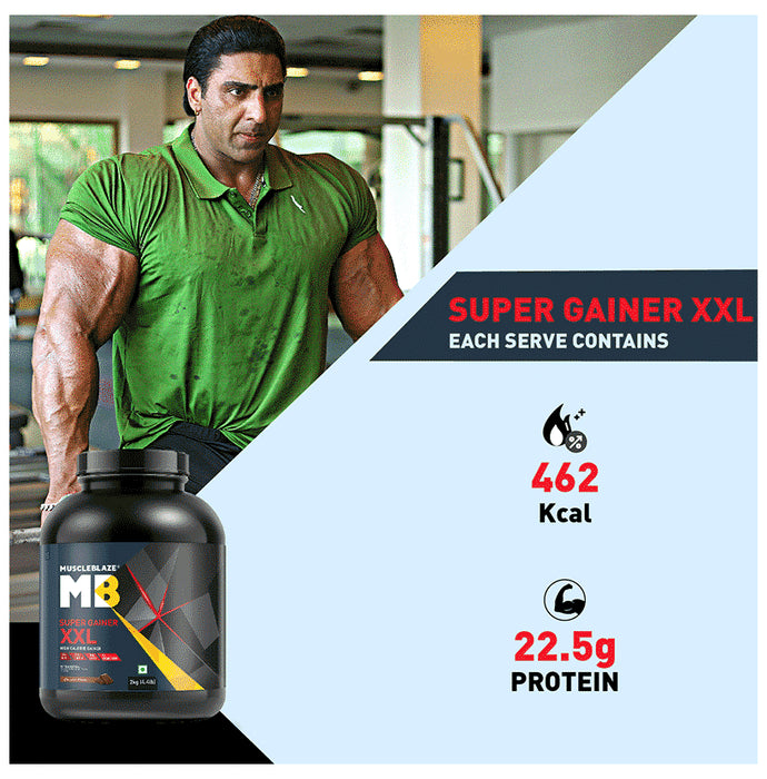 MuscleBlaze Super Gainer XXL for Muscle Growth | No Added Sugar | Powder Chocolate with Shaker 650ml