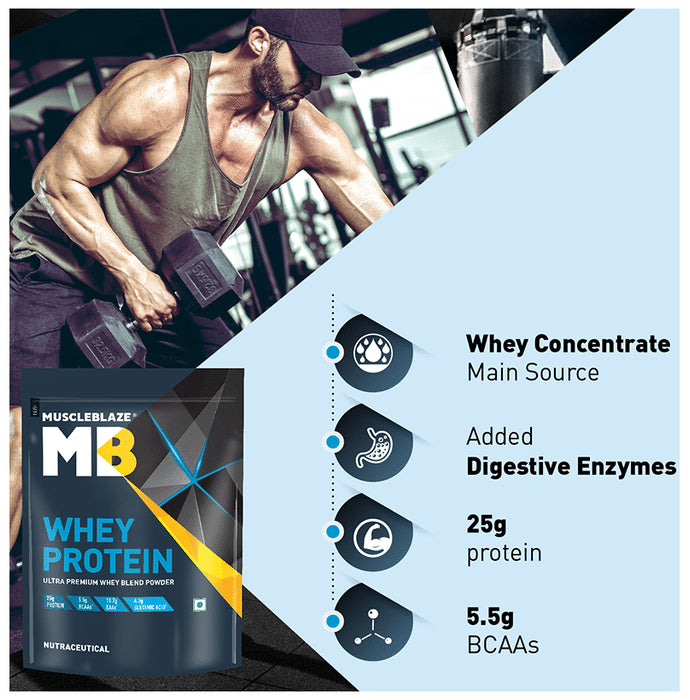 MuscleBlaze Whey Isolate Protein Blend Powder | Added Digestive Enzymes & Glutamic Acid | For Muscle Gain | Supports Nutrition Rich Milk Chocolate