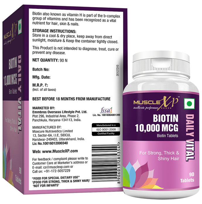 MuscleXP Biotin 10000mcg Daily Vital Tablet
