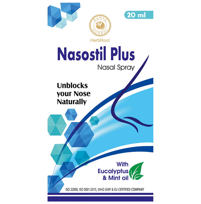 Surya Herbal HerbRoot Nasostil Plus Nasal Spray (20ml Each) - Classic Derma