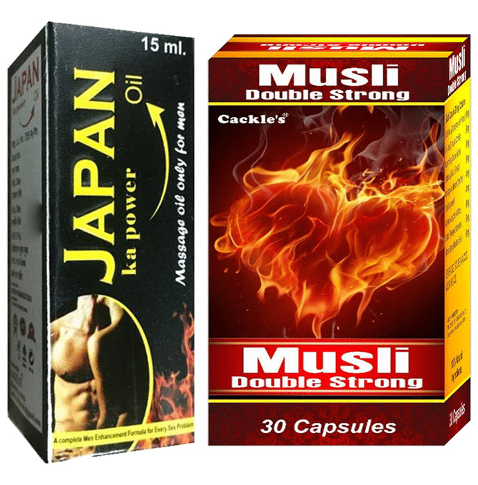 Cackle's Combo Pack of Japan Ka Power Oil 15ml & Musli Double Strong 30 Capsule - Classic Derma