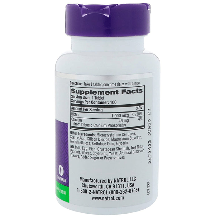 Natrol Biotin 10,000mcg Tablet for Energy, Hair, Skin & Nails