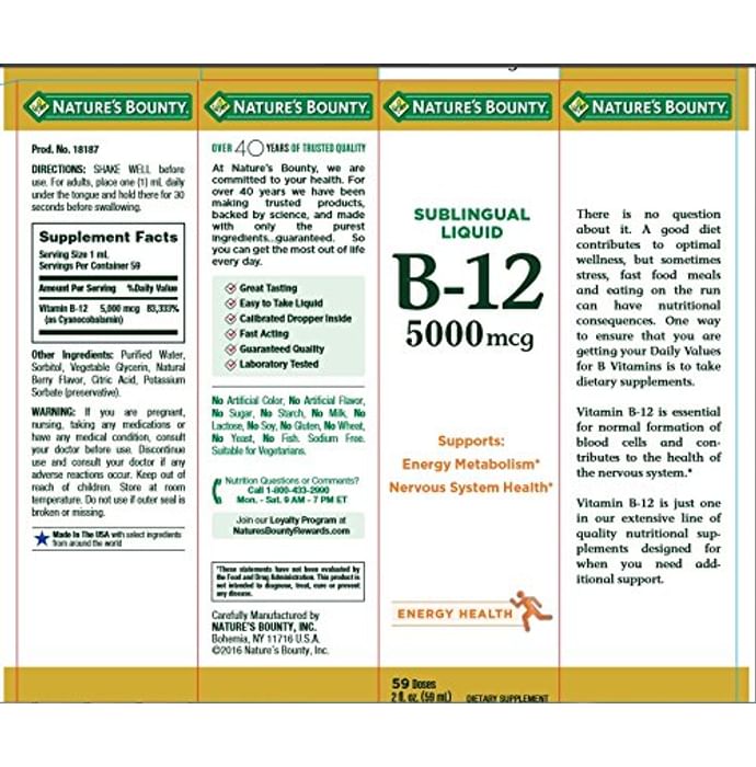Nature's Bounty B-12 5000mcg Sublingual Liquid