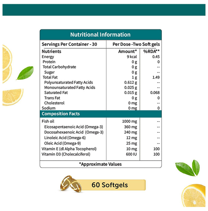 Neuherbs Mini Deep-Sea Fish Oil 1000mg Softgel Lemon