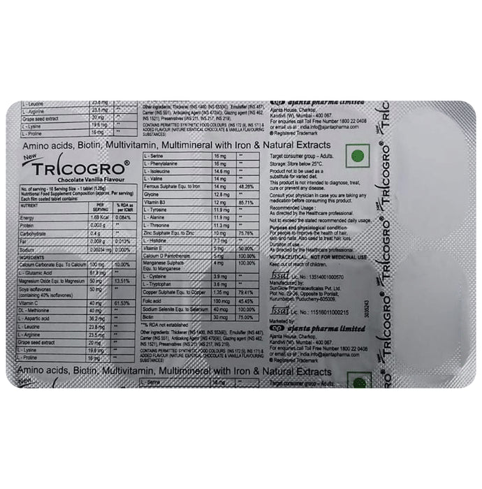 New Tricogro Tablet Chocolate and Vanilla