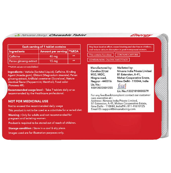 Nirvana Being Energy Tablet (15 Each) Sugar Free