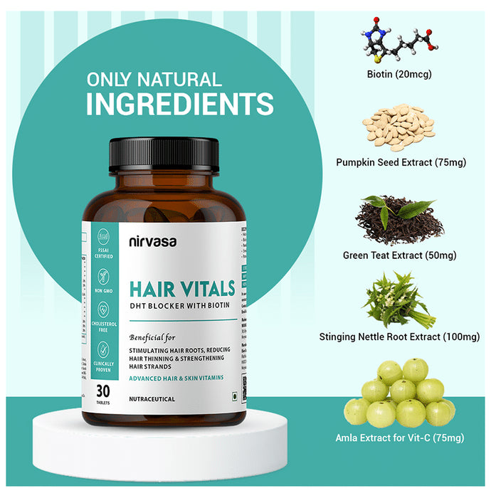 Nirvasa Hair Vitals DHT Blocker with Biotin Tablet