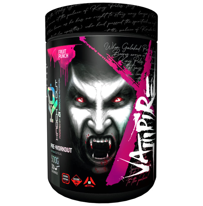 Knockout Vampire Pre-Workout Powder Fruit Punch with Free Shaker - Classic Derma