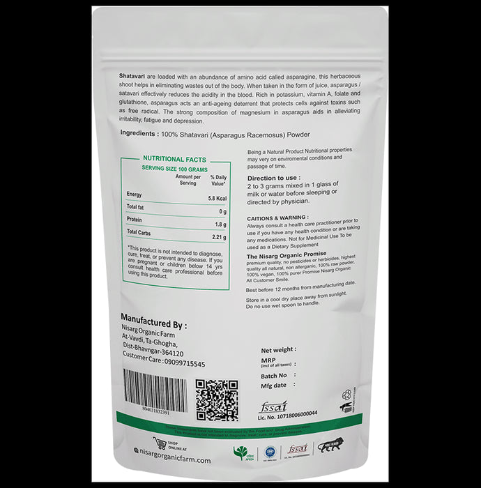 Nisarg Organic Farm Premium Quality Shatavari Powder