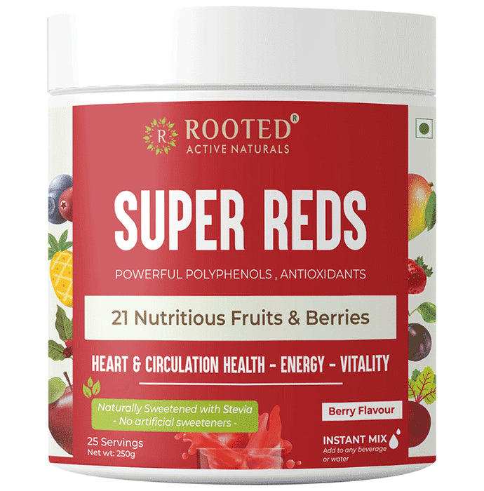 Rooted Active Naturals Super Reds 21 Nutritious Fruits & Berries Powder - Classic Derma