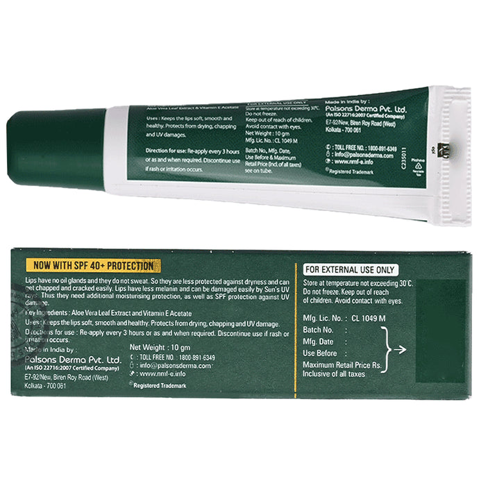 NMF e Lip Care with Aloe Vera & Vitamin E | For Soft, Smooth & Moisturised Lip Care | SPF 40+
