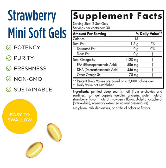 Nordic Naturals 12 to 18 Yrs Ultimate Omega 2x Teen Mini Soft gels for Brain Cells and Function Strawberry