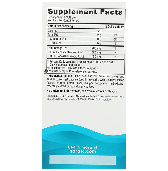 Nordic Naturals Ultimate Omega 1000mg Softgel Lemon