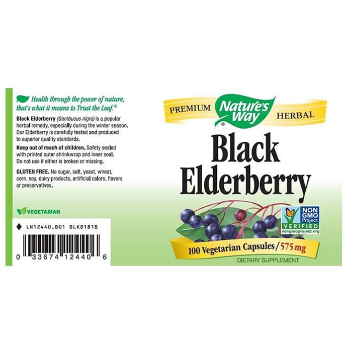 Now Foods Black Elderberry 575mg Vegetarian Capsule