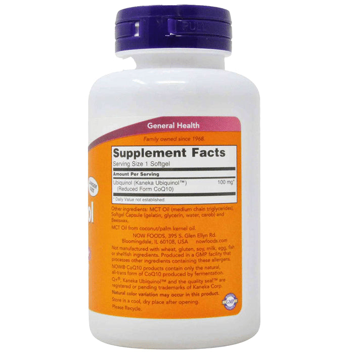 Now Foods Ubiquinol 100mg Soft Gelatin Capsule
