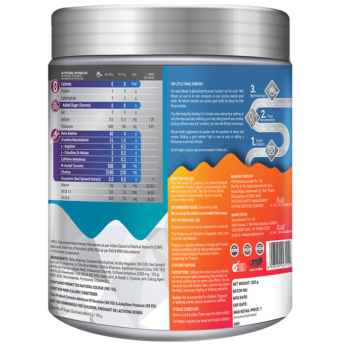 Nroute Power Fuel Pre-Workout Energy Powder Red Apple