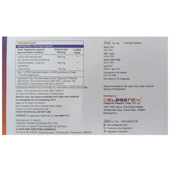 Nurewire Capsule with Inosine Monophosphate, Agmatine Sulphate & L-Carnosine