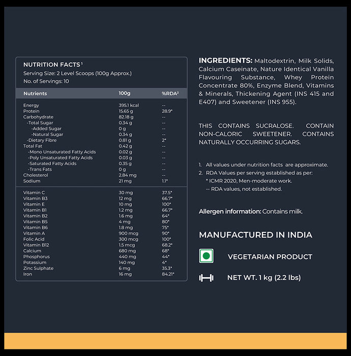 Nutrabay Gold Mighty Mass Gainer for Energy & Muscle Building | Flavour Rich Vanilla Creme