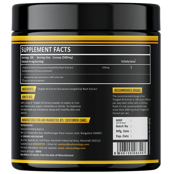 Nutracology Longjack Tongkat Ali Extract Powder | For Strength, Stamina & Energy