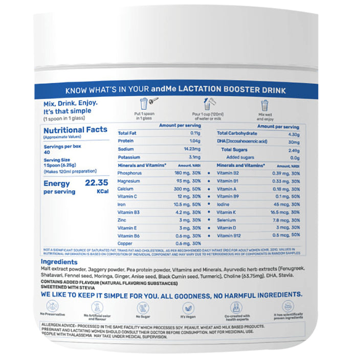 Andme Plant Based Lactation Booster Powder Caramel
