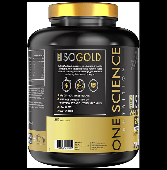 One Science Nutrition 100% Iso Gold Whey Protein Isolate Powder Vanilla Swirl