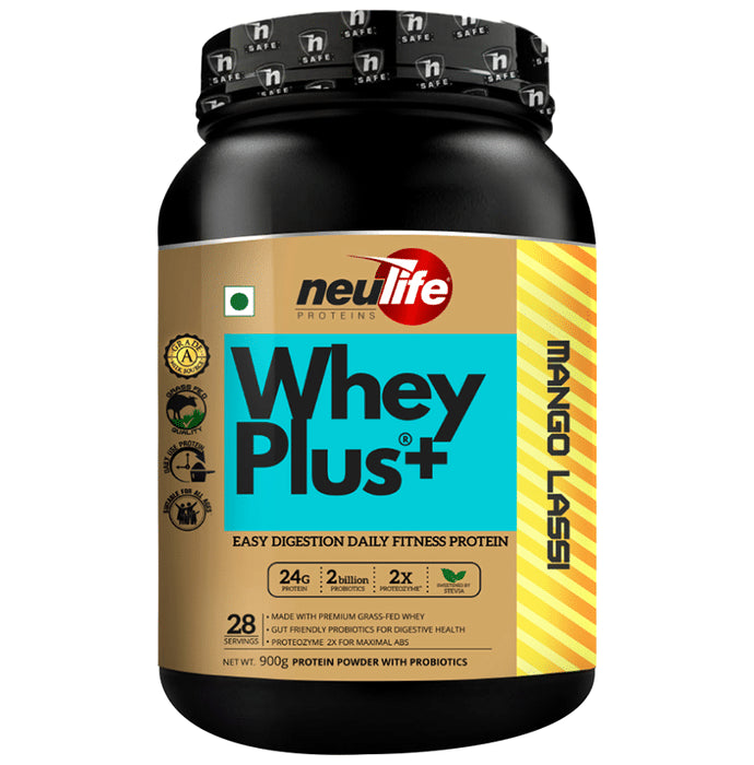 Neulife Whey Plus+ Protein Powder with Probiotics Mango Lassi - Classic Derma