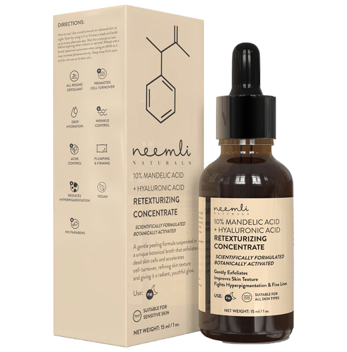 Neemli Naturals 10% Mandelic Acid + Hyaluronic Acid Retexturizing Concentrate Serum - Classic Derma