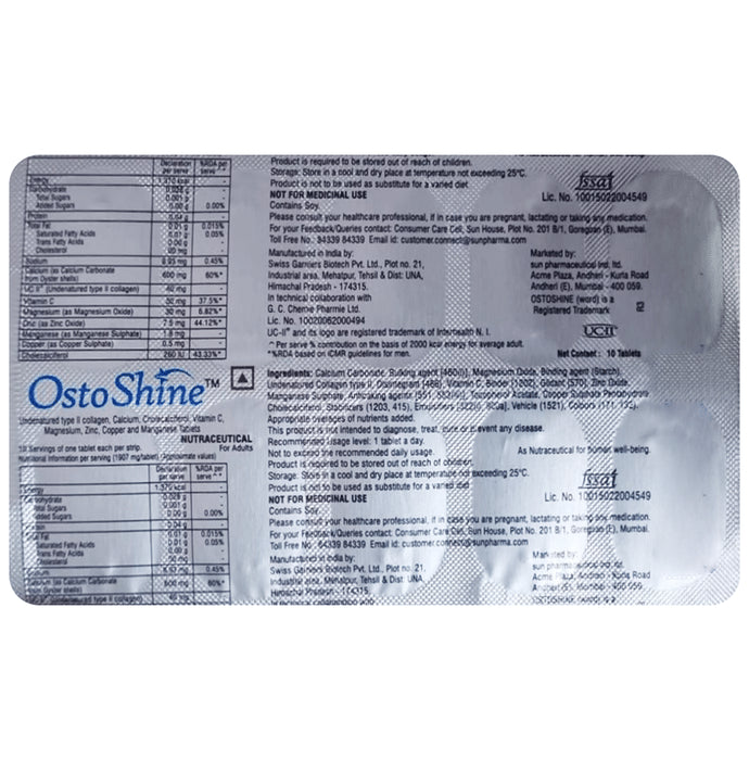 Ostoshine Tablet with Collagen, Calcium, Vitamin D, Vitamin C & Minerals | Multivitamin and Multimineral Supplement
