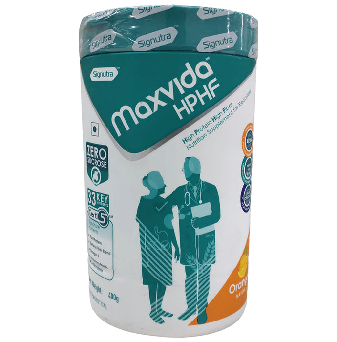 Maxvida HPHF High Protein High Fibre Supplement for Recovery | Flavour Orange Powder - Classic Derma