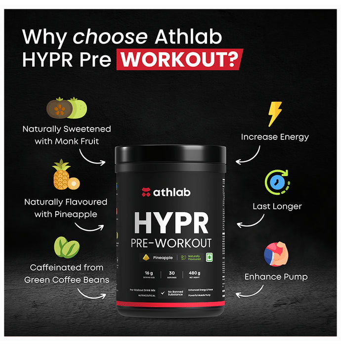 Athlab Hypr Pre-Workout Powder Pineapple