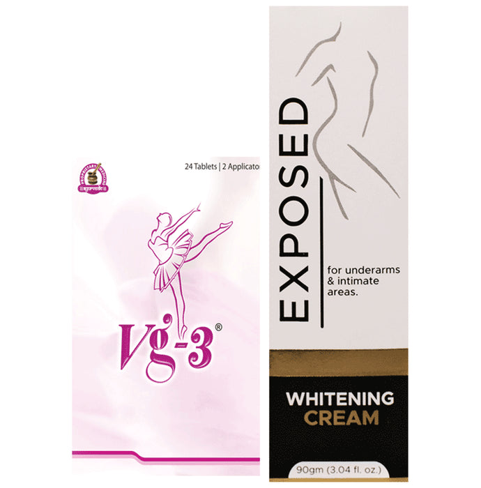 Vg-3 Combo Pack of Vg3 Vaginal Tablet (24) & Exposed Whitening Cream (90gm) - Classic Derma