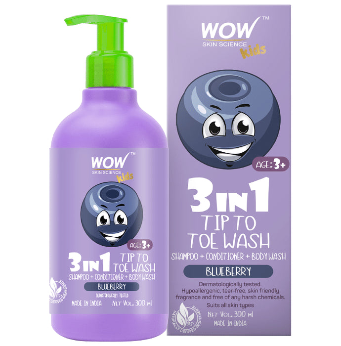 WOW Skin Science Kids 3 in 1 Tip to Toe Wash Blueberry - Classic Derma