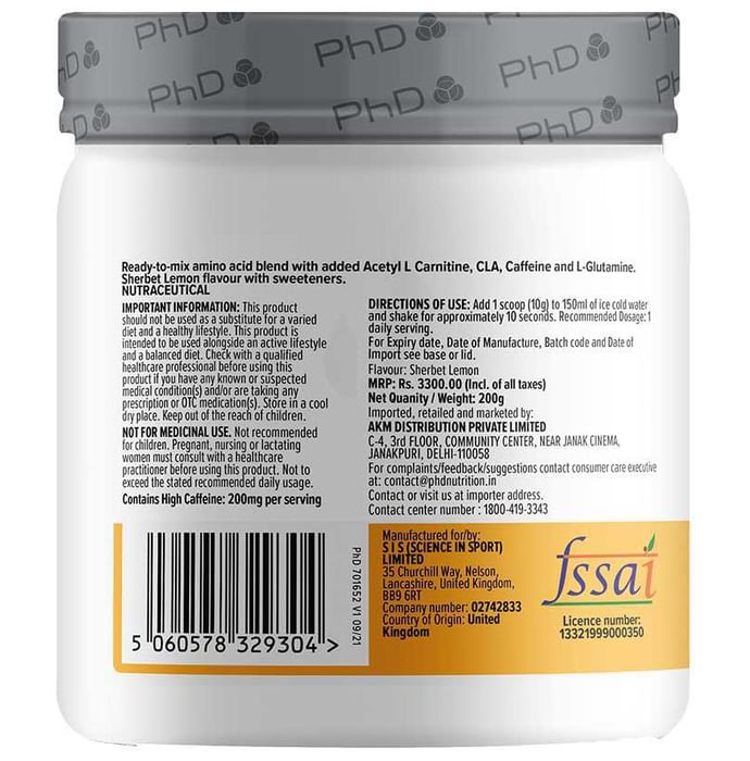 PHD Burn Fat Burning Pre-Workout Powder Sherbet Lemon