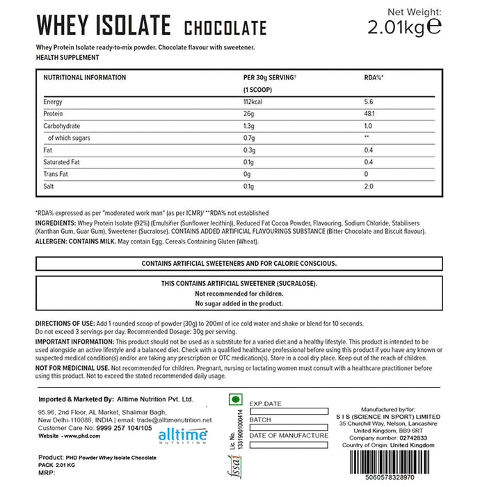 PHD Sports Nutrition Whey Isolate Fast Acting Whey Protein Vanilla