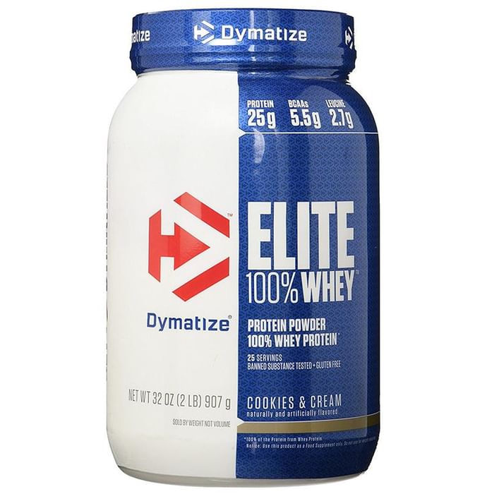 Dymatize Nutrition Elite 100% Whey Protein | With BCAAs & Leucine | For Muscle Recovery | Powder Cookies & Cream - Classic Derma