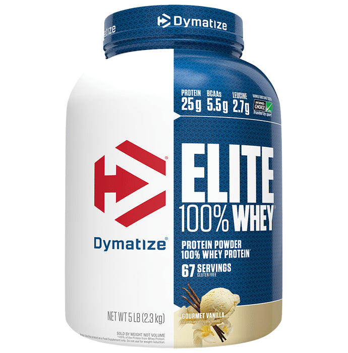 Dymatize Nutrition Elite 100% Whey Protein | With BCAAs & Leucine | For Muscle Recovery | Powder Gourmet Vanilla - Classic Derma
