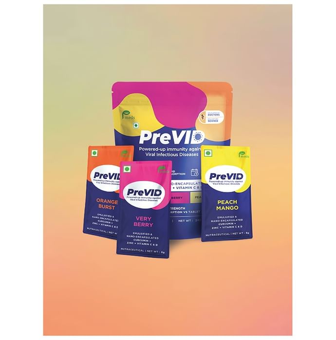 Pmeds PreVid Immunity Boosting Sachet (8gm Each) Sugar Free 6 Days Flavour Starter Pack Assorted